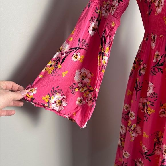 Torrid 00 Women's Pink Floral Off-Shoulder Mini Fit & Flare Dress M/L Summer - Picture 2 of 12
